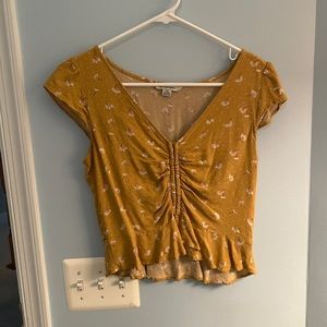 Yellow floral American Eagle top
